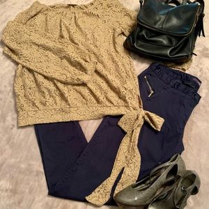 🔥❗️DONATED ❗️🔥 NWOT Royal Blue Pants Faux Zipper Pocket Details